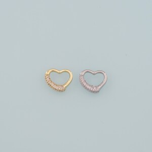 Gold Heart Charms,18K Gold Filled Heart Pendant,CZ Micro Pave Heart Charm Bracelet Necklace for DIY Jewelry Making Supply