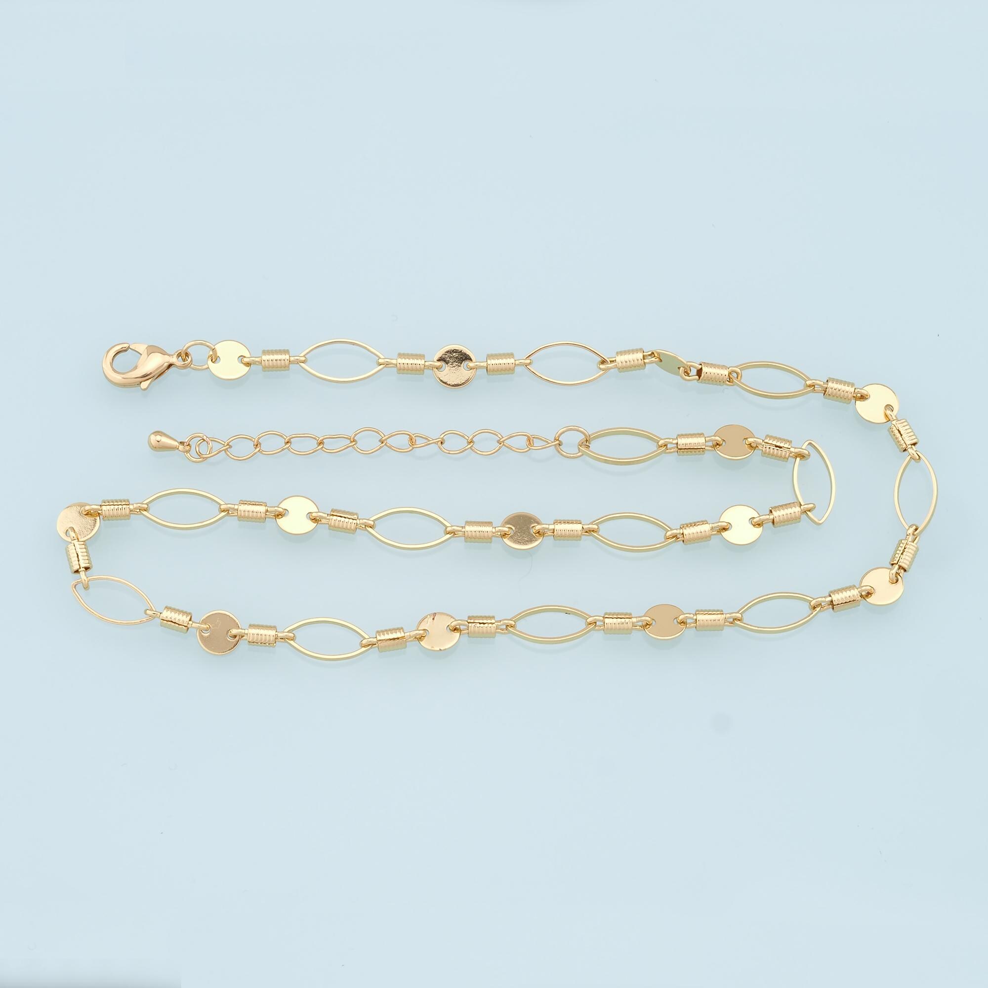 Gold Oval Chain,18K Gold Filled Round for Necklace Bracelet DIY Jewelry Making Supply