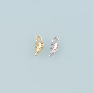 18K Gold Filled Feather Pendant,Dainty Feather Charm Bracelet Necklace for DIY Jewelry Making Supply