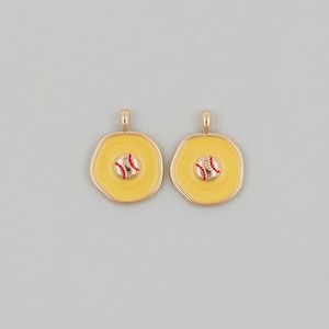 Pingente de beisebol dourado, pingente de beisebol com enchimento de ouro 18K, pulseira de pingente esportivo para fabricação de joias faça você mesmo