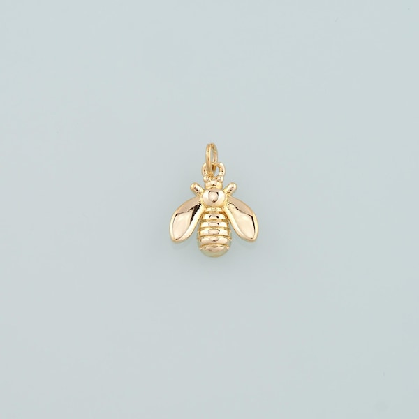 Gold Insect Charms,18K Gold Filled Bee Pendant,Dainty Bee Charm Bracelet Necklace for DIY Jewelry Making Supply