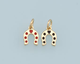 Gold Tiny Horseshoe Charms,18K Gold Filled Horseshoe Pendant,Horseshoe Charm Bracelet Necklace for DIY Jewelry Making Supply