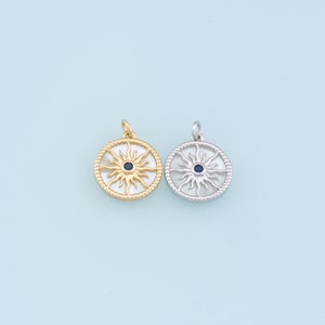 Gold Sun Charms,18K Gold Filled Sun Pendant,Sun Charm Bracelet Necklace for DIY Jewelry Making Supply