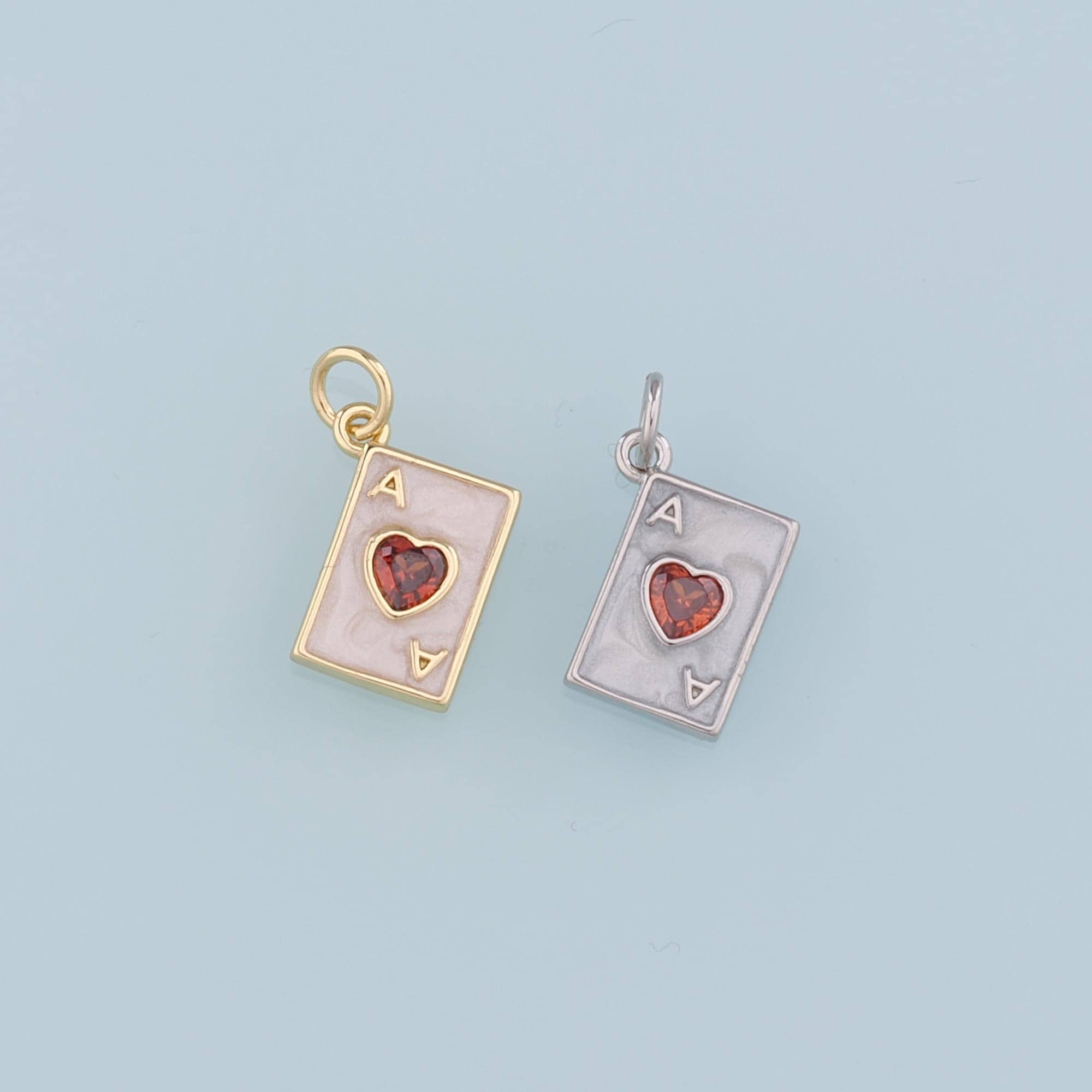 Gold Poker Charms,18K Gold Filled Poker Pendant,Enamel Playing Card Charm Bracelet Necklace for DIY Jewelry Making Supply