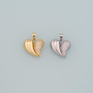 Gold Heart Charms,18K Gold Filled Heart Pendant,CZ Micro Pave Heart Charm Bracelet Necklace for DIY Jewelry Making Supply