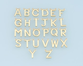 Gold letter Charms,18K Gold Filled letter Pendant,initial Charm Bracelet Necklace for DIY Jewelry Making Supply