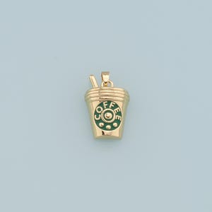 Ciondoli a forma di tazza d'oro, ciondolo a forma di tazza riempito in oro 18 carati, collana con ciondolo a forma di tazza da caffè per la creazione di gioielli fai da te