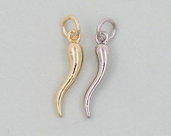 Gouden hoorns bedels, 18K goud gevulde hoorns hanger, hoorns bedelarmband ketting voor doe-het-zelf sieraden maken