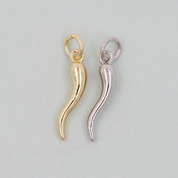 Gouden hoorns bedels, 18K goud gevulde hoorns hanger, hoorns bedelarmband ketting voor doe-het-zelf sieraden maken