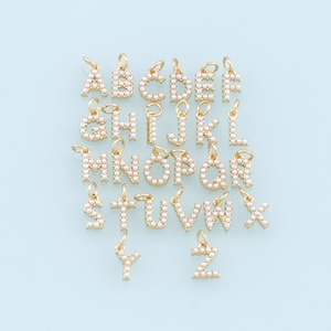 Dijes de letras doradas, colgante de letra de perla rellena de oro de 18 quilates, collar de pulsera con dije de perla para fabricación de joyas DIY
