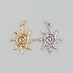 Gold Sun Charms,18K Gold Filled Sun Pendant,celestial  Charm Bracelet Necklace for DIY Jewelry Making Supply