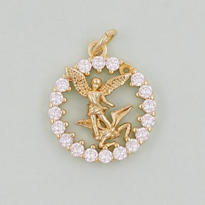 Gold Angel Charms,18K Gold Filled Angel Pendant,Angel Charm Bracelet Necklace for DIY Jewelry Making Supply