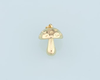 18K Gold Filled Mushroom Pendant,Mushroom Charm Bracelet Necklace for DIY Jewelry Making Supply
