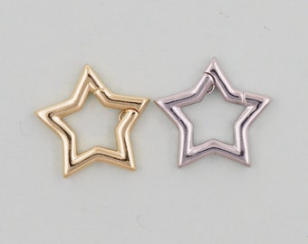 18K Gold Filled Gold Silver Spring Gate Ring Star Clasp,Push Clip Clasp,Spring Gate for Jewelry Making