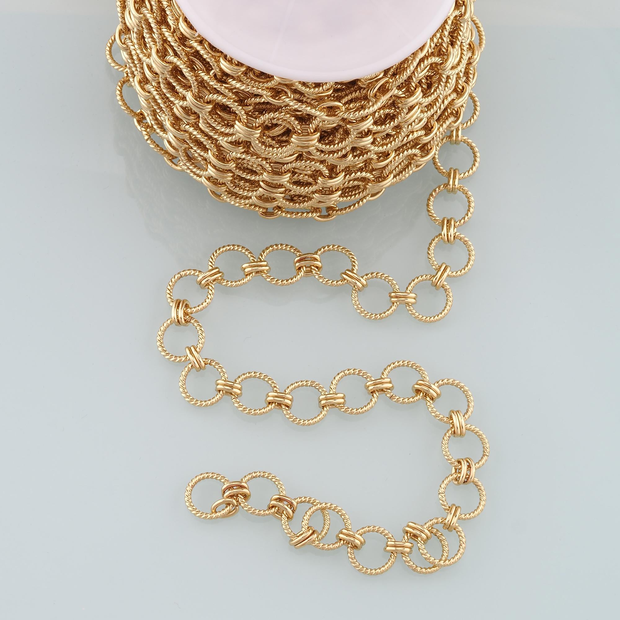 Gold Twist Chain,18K Gold Filled Round Chain for Necklace Bracelet DIY Jewelry Making Supply