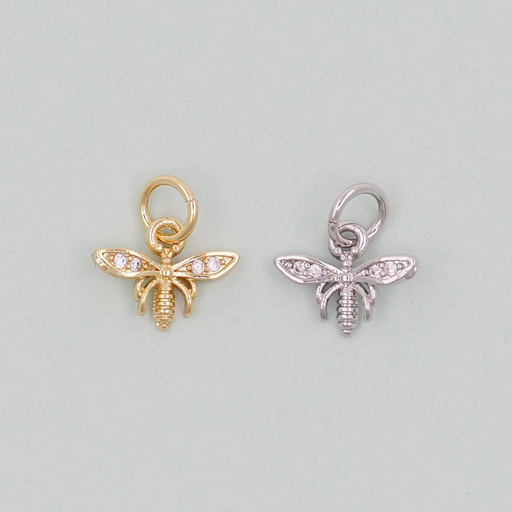 2/5/10pcs Gold Filled Bee Charms, 16k Gold Plated Charms, Craft Supplies 