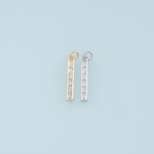 Gold Strip Charms,18K Gold Filled Bar Pendant,Bar Charm Bracelet Necklace for DIY Jewelry Making Supply
