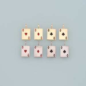 Gold Poker Charms,18K Gold Filled Poker Pendant,Enamel Playing Card Charm Bracelet Necklace for DIY Jewelry Making Supply
