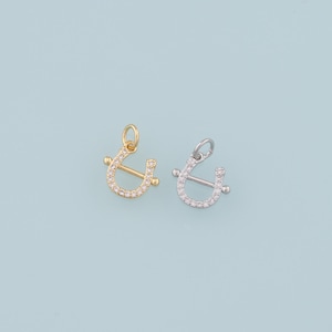 Gold Horseshoe Charms,18K Gold Filled CZ Horseshoe Pendant,Horseshoe Charm Bracelet Necklace for DIY Jewelry Making Supply