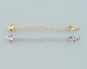 18K Gold gefüllt Herz Kettenverlängerer für Halsketten-Armband-Versorgungs-Komponenten-Befunde Verlängerungskarabiner-Verschlüsse mit Gold-Verlängerungskette