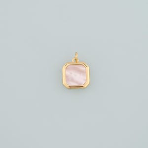 18K Gold Filled Shell Rectangle Pendant,Rectangle Charm Bracelet Necklace for DIY Jewelry Making Supply