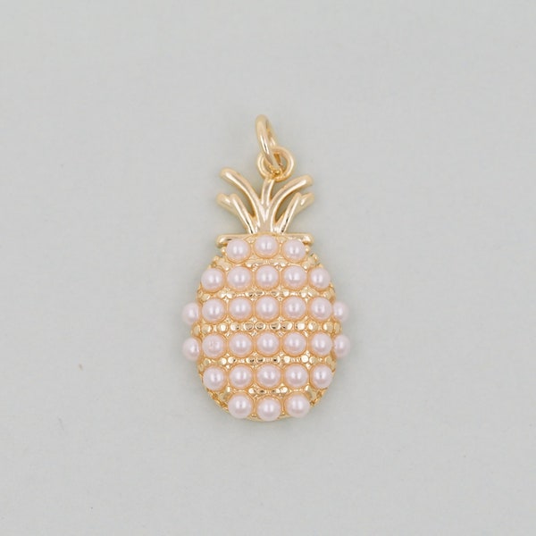 Gold Pineapple Charms,18K Gold Filled Pineapple Pendant,Fruit Charm Bracelet Necklace for DIY Jewelry Making Supply
