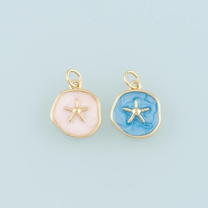 Gold Starfish Charms,18K Gold Filled Sea Star Pendant,Enamel Starfish Charm Bracelet Necklace for DIY Jewelry Making Supply