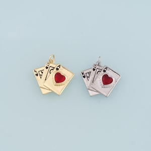Colgante de póker relleno de oro de 18 quilates, pulsera con dije de naipe para hacer joyas DIY.