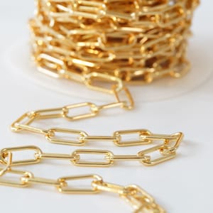 Gold Oval Chain,18K Gold Filled Rectangle Chain for Necklace Bracelet DIY Jewelry Making Supply 2mm Gold