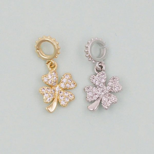Gold Flower Charms,18K Gold Filled CZ flower Pendant,Silver flower Charm Bracelet Necklace for DIY Jewelry Making Supply