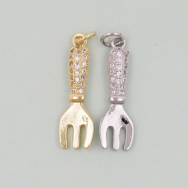 Gold Fork Charms,18K Gold Filled Fork Pendant,Fork Charm Bracelet Necklace for DIY Jewelry Making Supply