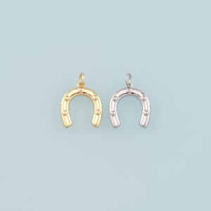 18K Gold Filled Horseshoe Pendant,Dainty Horseshoe Charm Bracelet Necklace for DIY Jewelry Making Supply