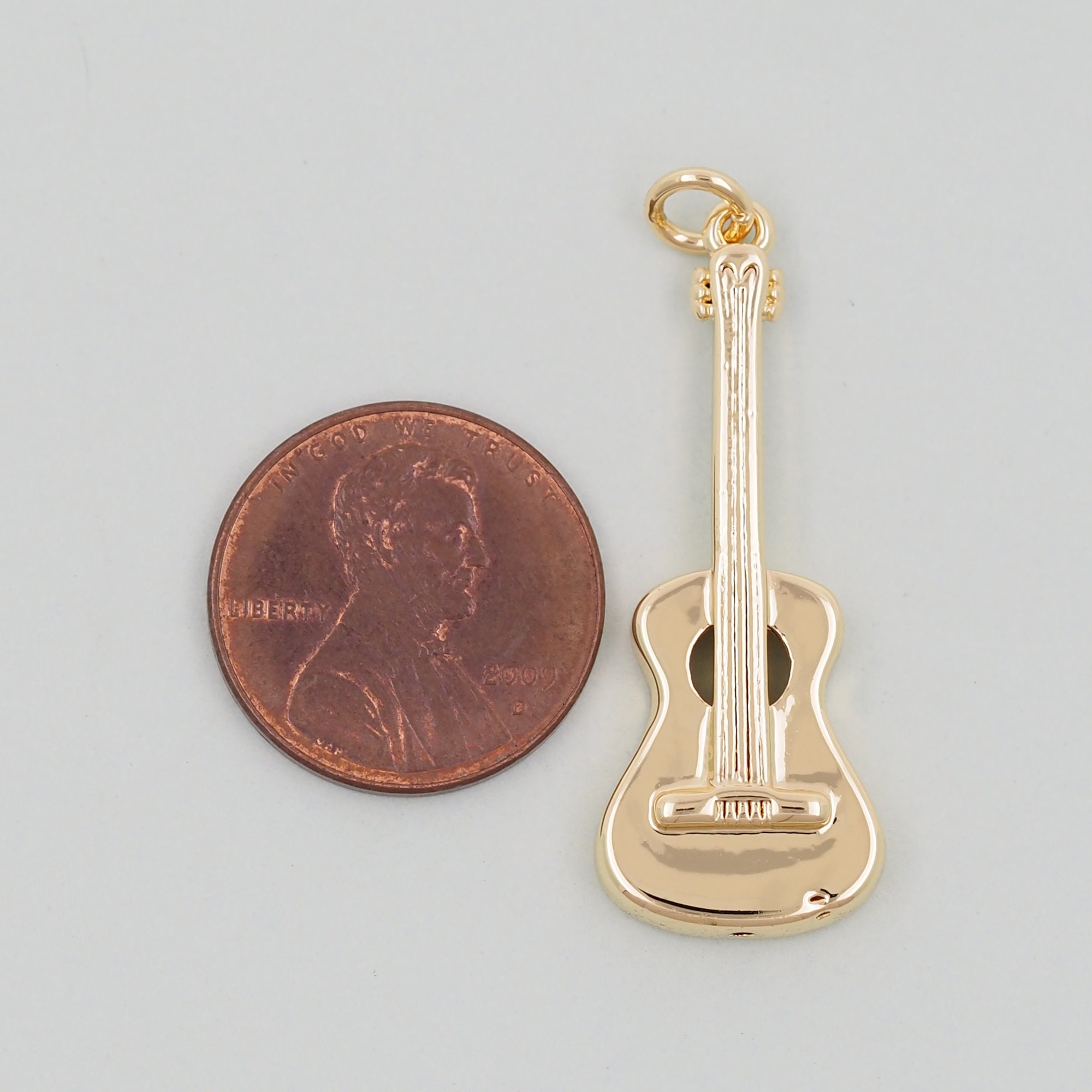 Gold Guitar Charms,18k Gold Filled Guitar Pendant,guitar