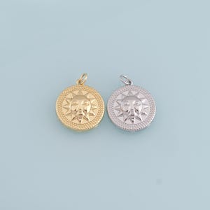 Gold Sun Charms,18K Gold Filled Sun Pendant,Sun Charm Bracelet Necklace for DIY Jewelry Making Supply
