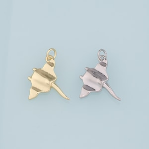 18K Gold Filled Manta Ray Pendant,Dainty Manta Ray Charm Bracelet Necklace for DIY Jewelry Making Supply