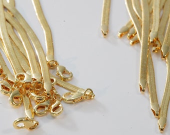 Gold Herringbone Snake Chain,18K Gold Filled Snake for Necklace Bracelet DIY Jewelry Making Supply