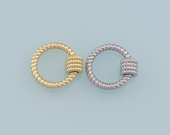 18K Gold Filled Round Carabiner Clasp,Buckle Clasp,Carabiner Screw Clasp,Turnbuckle,for DIY Jewelry
