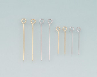 100Pcs 18K Gold Filled Eye Head Pins for DIY Jewelry Making Supply
