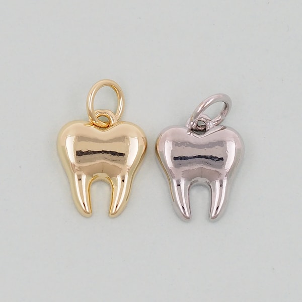 Gold Teeth Charms,18K Gold Filled Teeth Pendant,Teeth Charm Bracelet Necklace for DIY Jewelry Making Supply