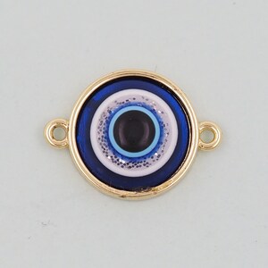 Gold Evil Eye Charms,18K Gold Filled Evil Eye Pendant,Evil Eye Connector Charm Bracelet Necklace for DIY Jewelry Making Supply