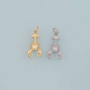 Dijes de langosta de oro, colgante de langosta relleno de oro de 18 quilates, collar de pulsera con dije de océano para hacer joyas DIY.