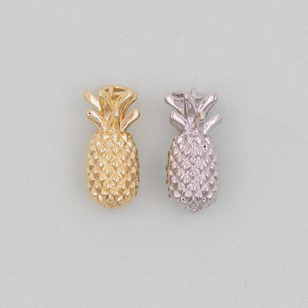 Gold Pineapple Charms,18K Gold Filled Summer Pineapple Pendant,Fruit Charm Bracelet Necklace for DIY Jewelry Making Supply