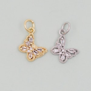 Gold Butterfly Charms,18K Gold Filled Butterfly Pendant,insect Charm Bracelet Necklace for DIY Jewelry Making Supply