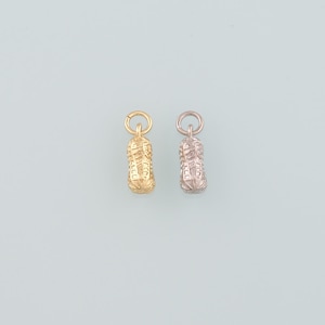 18K Gold Filled Peanut Pendant,Dainty Peanut Charm Bracelet Necklace for DIY Jewelry Making Supply