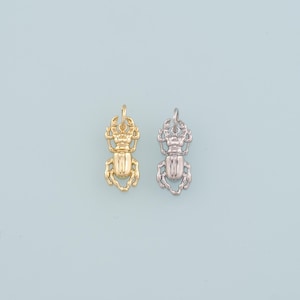 Gold Beetle Charms,18K Gold Filled Beetle Pendant,Insect Charm Bracelet Necklace for DIY Jewelry Making Supply