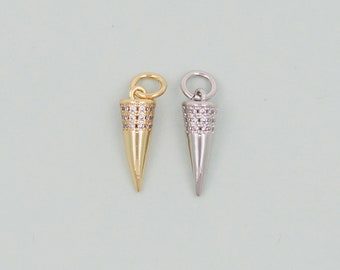 Gold spike Charms,18K Gold Filled spike Pendant,Silver spike Charm Bracelet Necklace for DIY Jewelry Making Supply