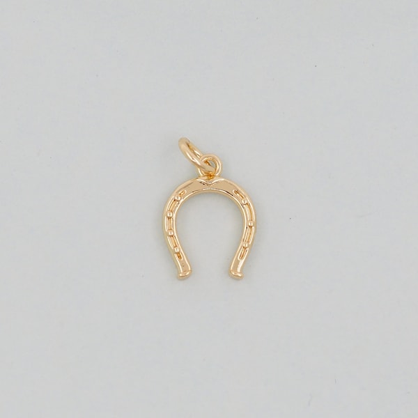 Gold horseshoe Charms,18K Gold Filled CZ horseshoe Pendant,horseshoe Charm Bracelet Necklace for DIY Jewelry Making Supply