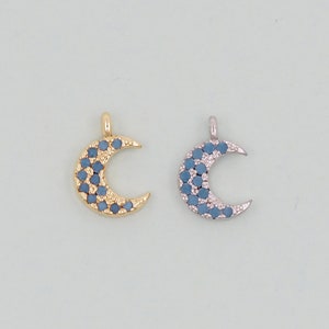 Gold Moon Charms,18K Gold Filled CZ Moon Pendant,Celestial Charm Bracelet Necklace for DIY Jewelry Making Supply