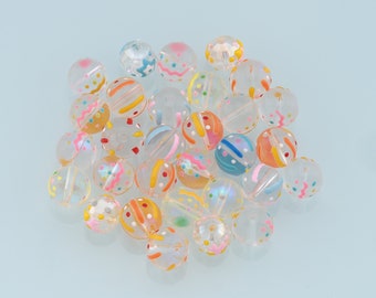 Mixed 30pcs Glass Round Beads,Enamel Bead,Lampwork Colorful Round Beads for DIY Jewelry Making Supply,Random Colors
