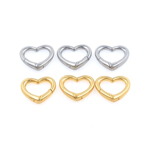 18K Gold Filled Gold Silver Spring Gate Ring Heart Clasp,Push Clip Clasp,Spring Gate for Jewelry Making